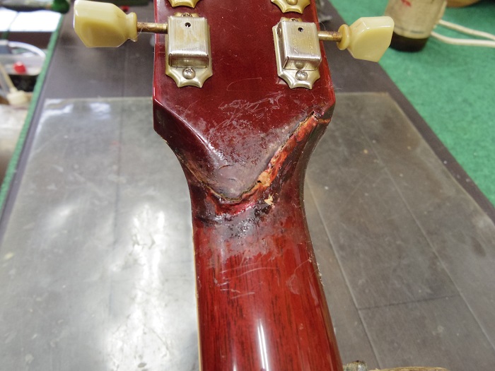 ネック折れ修理 塗装修正あり Gibson Lp ネック折れなどギターの修理なら東京都足立区 皆川ギター工房